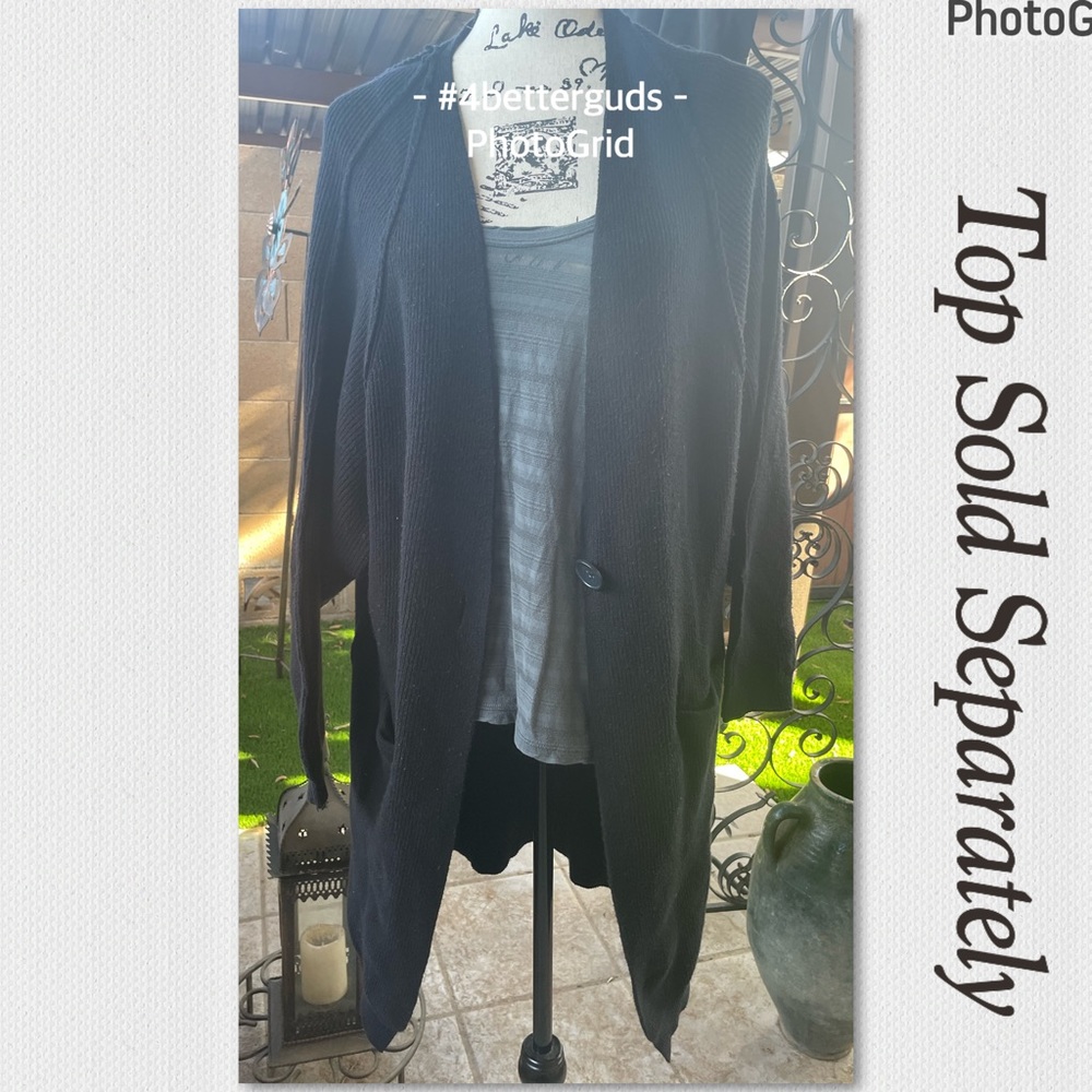 Free People Unisex Oversize Thick Cotton Ribbed Single Button Black Cardigan S P - Picture 5 of 16